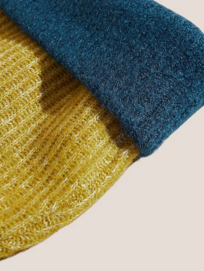 Women HATS White Stuff Reversible Colourblock Beanie Teal Multi