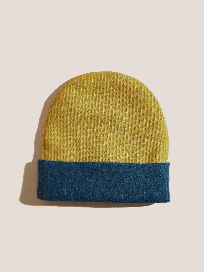 Women HATS White Stuff Reversible Colourblock Beanie Teal Multi