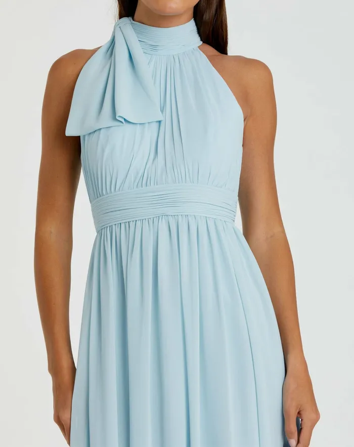 Women High Neck Chiffon Gown Powder Blue Daytime Dresses Mac Duggal