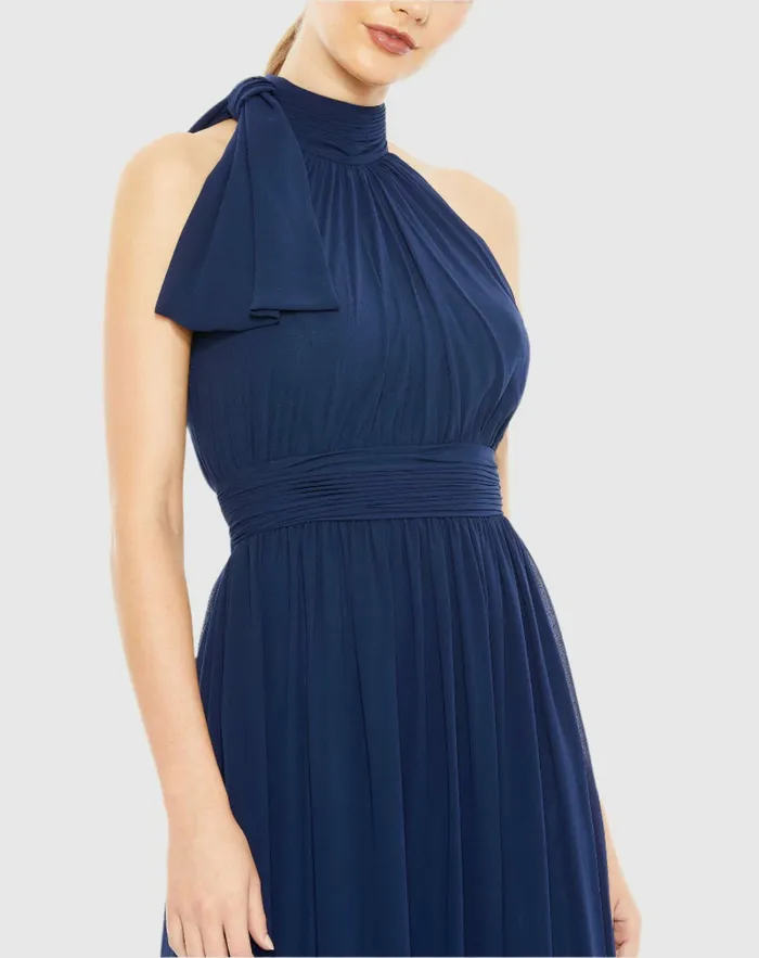 Women High Neck Chiffon Gown Powder Blue Daytime Dresses Mac Duggal