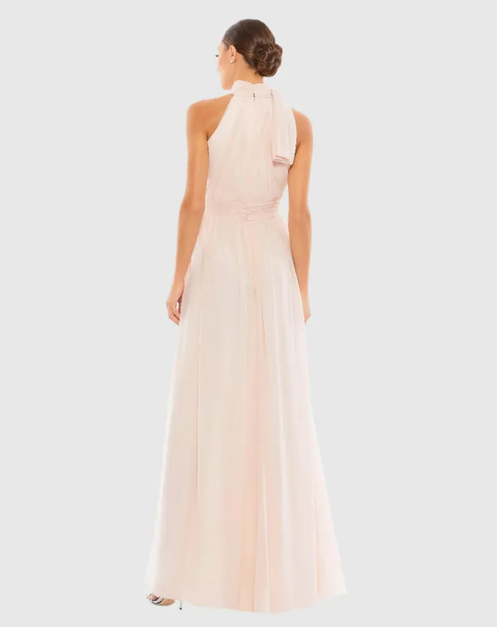 Women High Neck Chiffon Gown Powder Blue Daytime Dresses Mac Duggal