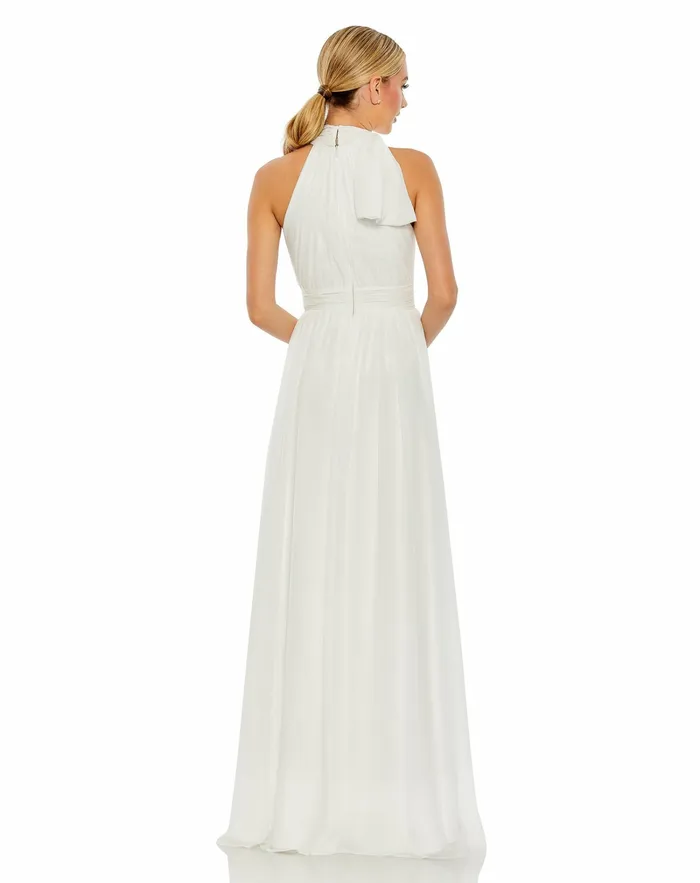 Women High Neck Chiffon Gown Powder Blue Daytime Dresses Mac Duggal