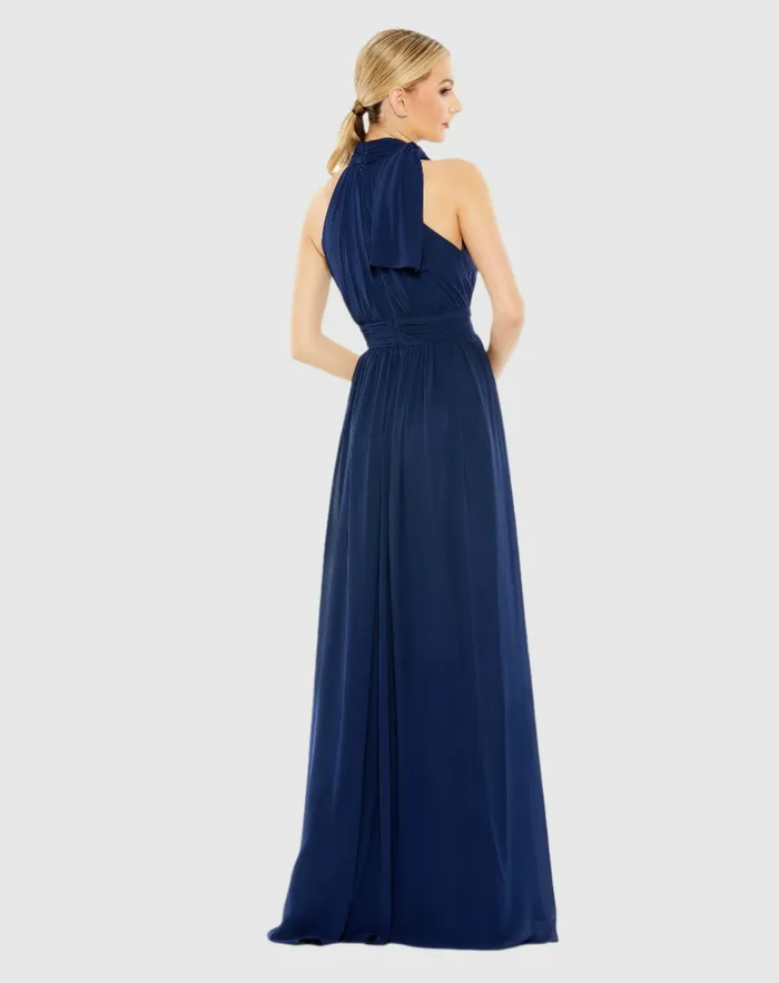 Women High Neck Chiffon Gown Powder Blue Daytime Dresses Mac Duggal