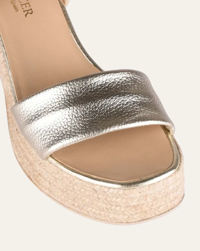 Women HIGH SANDALS jomercer Fairfax high heel espadrille sandals gold leather