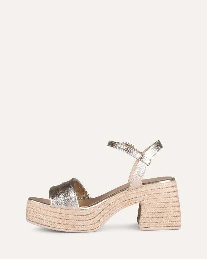 Women HIGH SANDALS jomercer Fairfax high heel espadrille sandals gold leather
