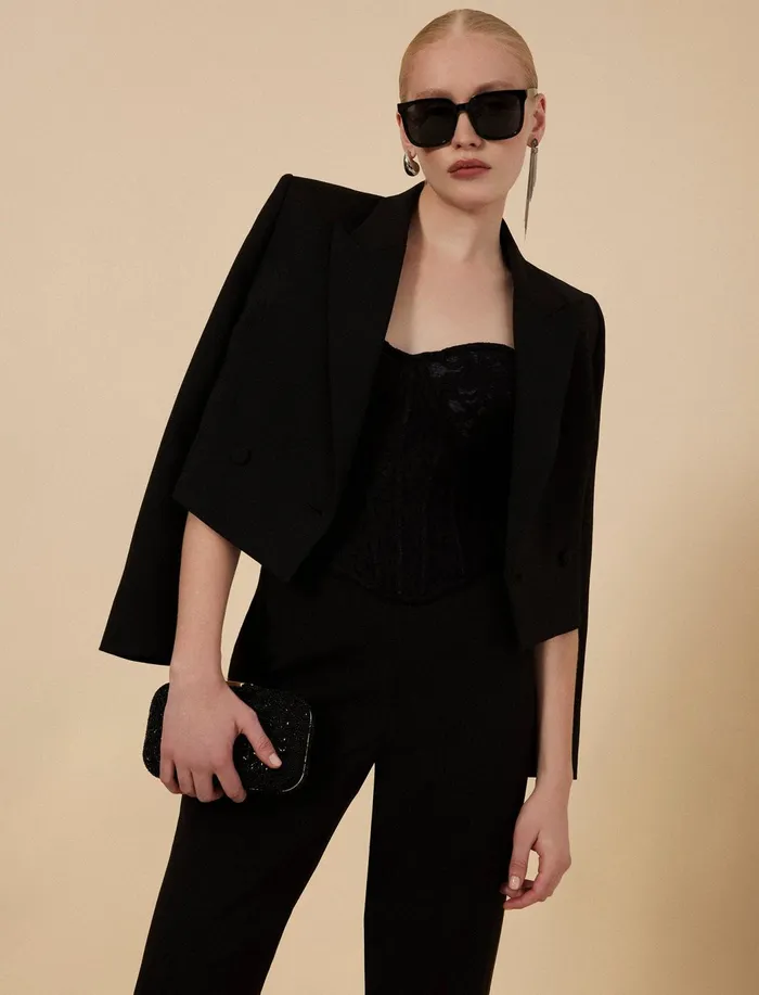 Women Jackets and Blazers BCBG Cropped Blazer Black