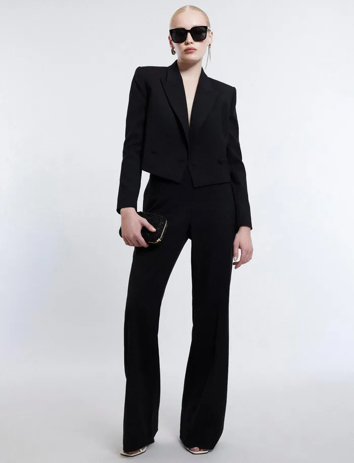 Women Jackets and Blazers BCBG Cropped Blazer Black