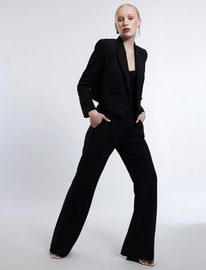 Women Jackets and Blazers BCBG Cropped Blazer Black