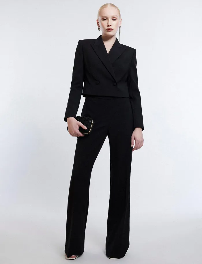 Women Jackets and Blazers BCBG Cropped Blazer Black