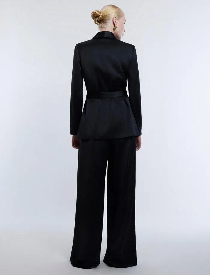 Women Jackets and Blazers BCBG Harrison Satin Blazer Black