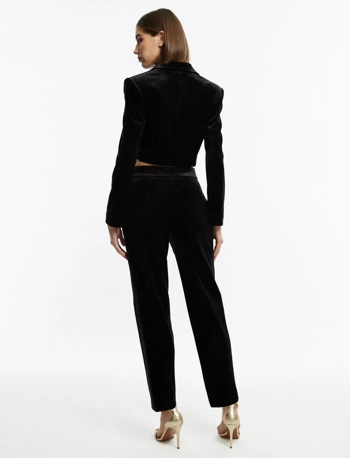 Women Jackets and Blazers BCBG Maren Velvet Corset Tuxedo Jacket Black