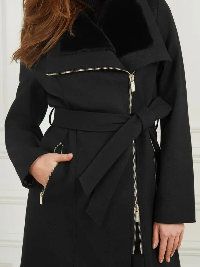 Women Jackets Marciano Ambra WoolBlend Coat Jet Black Multi