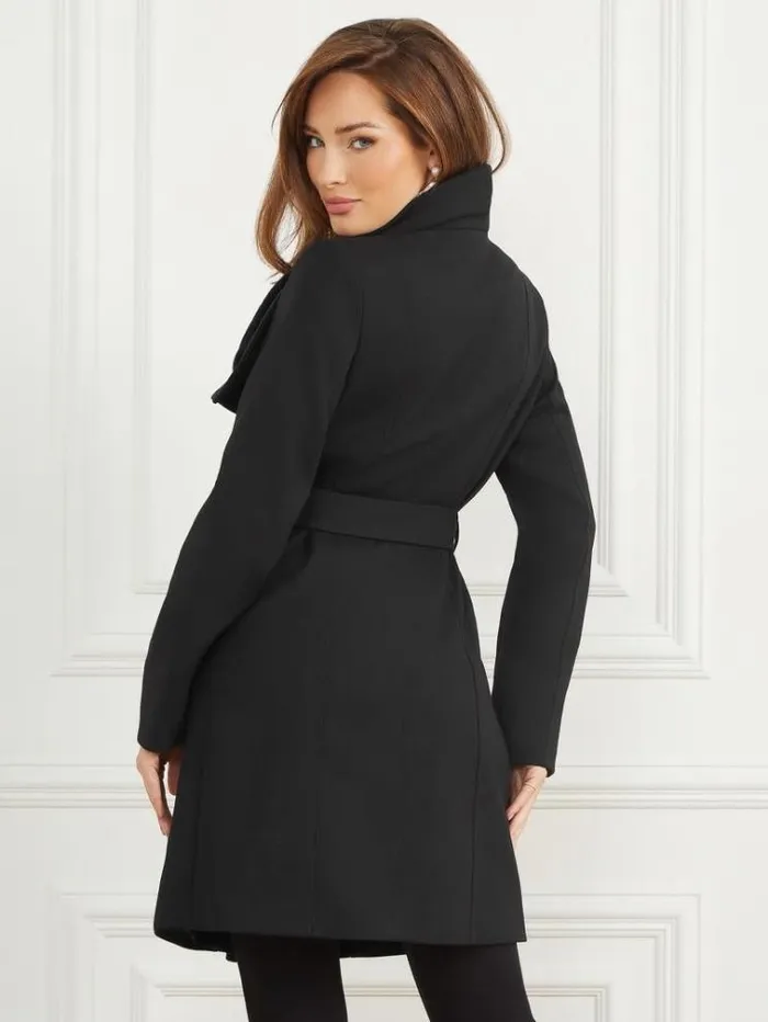 Women Jackets Marciano Ambra WoolBlend Coat Jet Black Multi