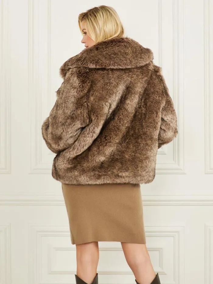 Women Jackets Marciano Duchesse FauxFur Jacket Dark Dune Multi