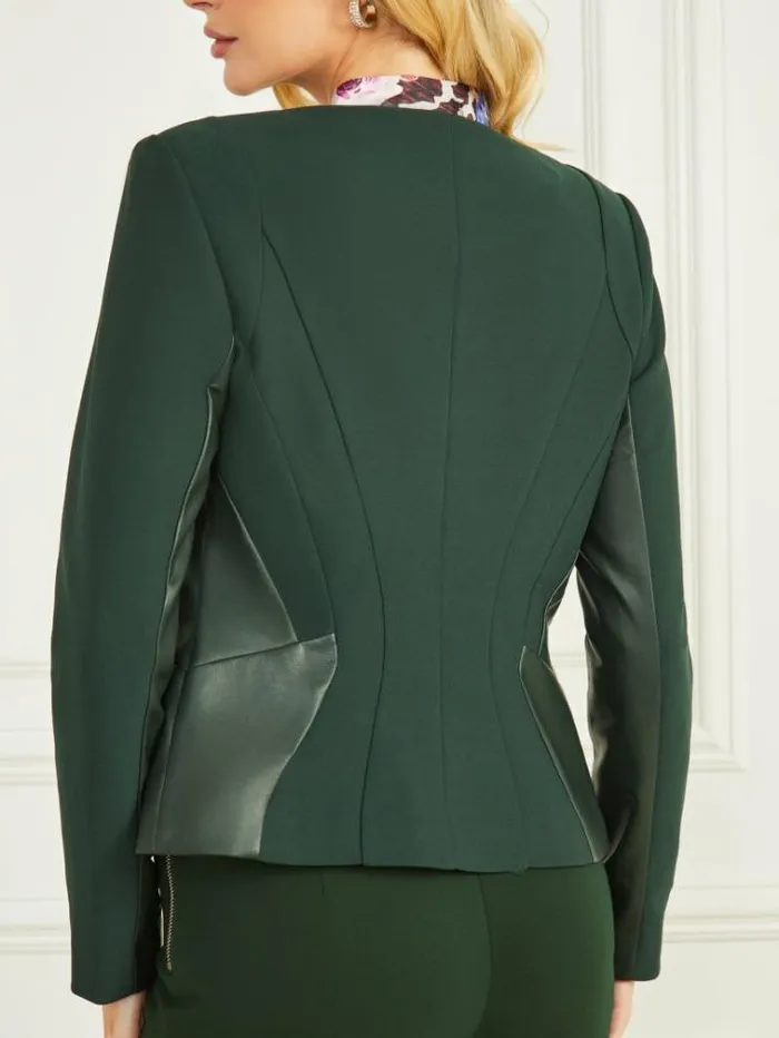 Women Jackets Marciano Mirta ZipUp Blazer Chenille Green