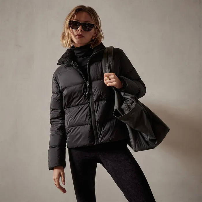 WOMEN James Perse ASPEN COLLECTION Side Stripe Puffer Jacket Blackblack