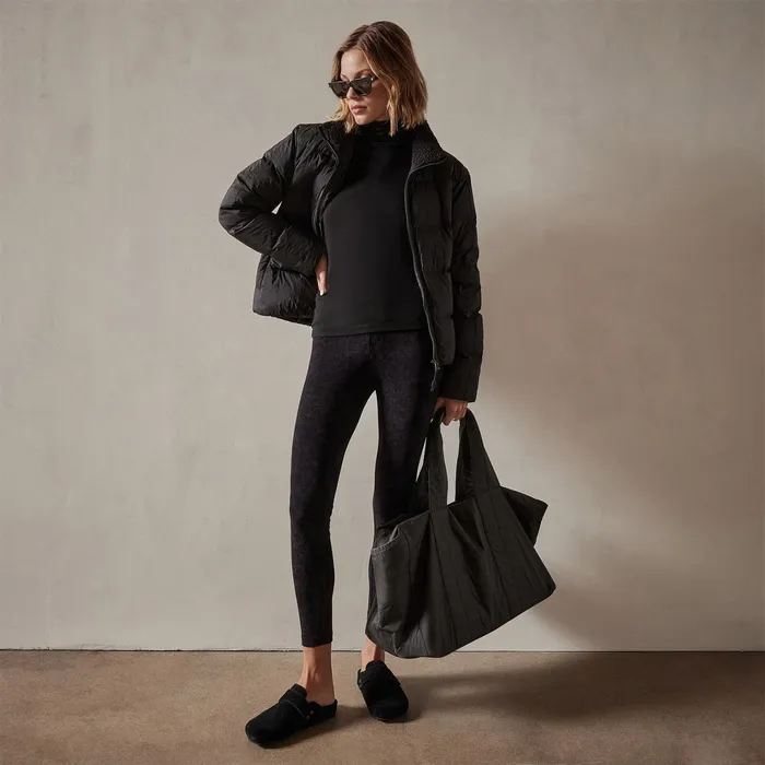 WOMEN James Perse ASPEN COLLECTION Side Stripe Puffer Jacket Blackblack