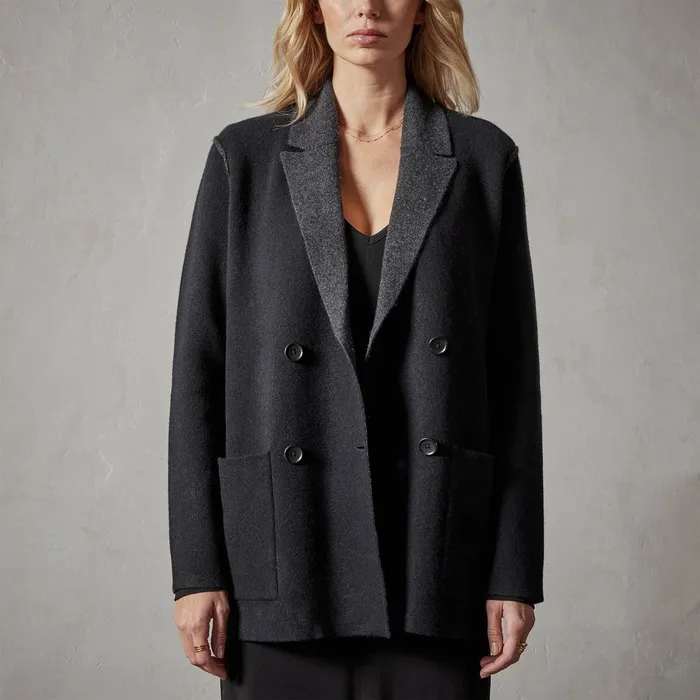 WOMEN James Perse CASHMERE COLLECTION Montecito Sweater Jacket Blackanthracite