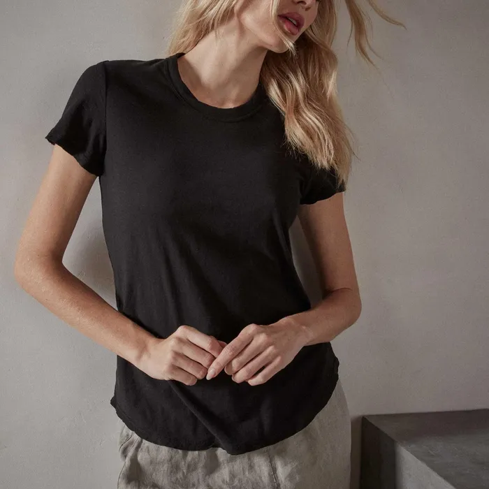 WOMEN James Perse CLASSICS Sheer Slub Crew Neck Tee Black
