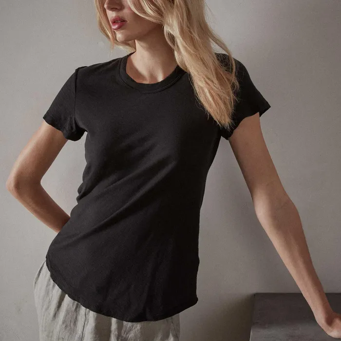 WOMEN James Perse CLASSICS Sheer Slub Crew Neck Tee Black