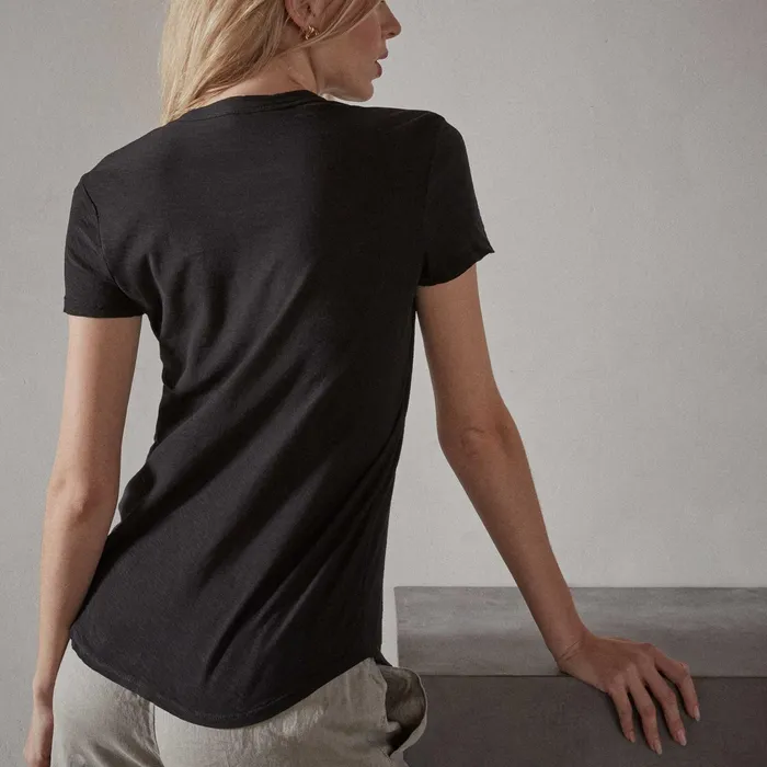 WOMEN James Perse CLASSICS Sheer Slub Crew Neck Tee Black