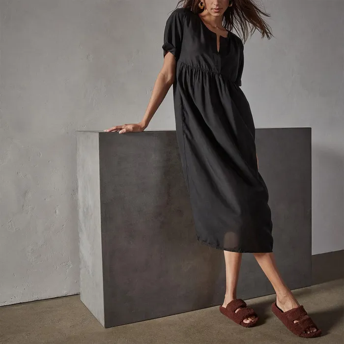 WOMEN James Perse DRESSESJUMPSUITS Saddle Shoulder Open Front Dress Black