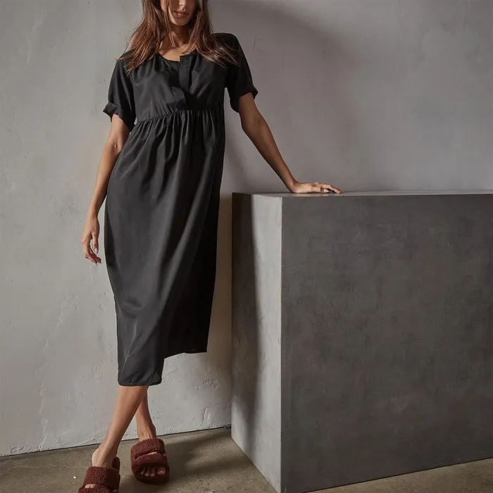WOMEN James Perse DRESSESJUMPSUITS Saddle Shoulder Open Front Dress Black