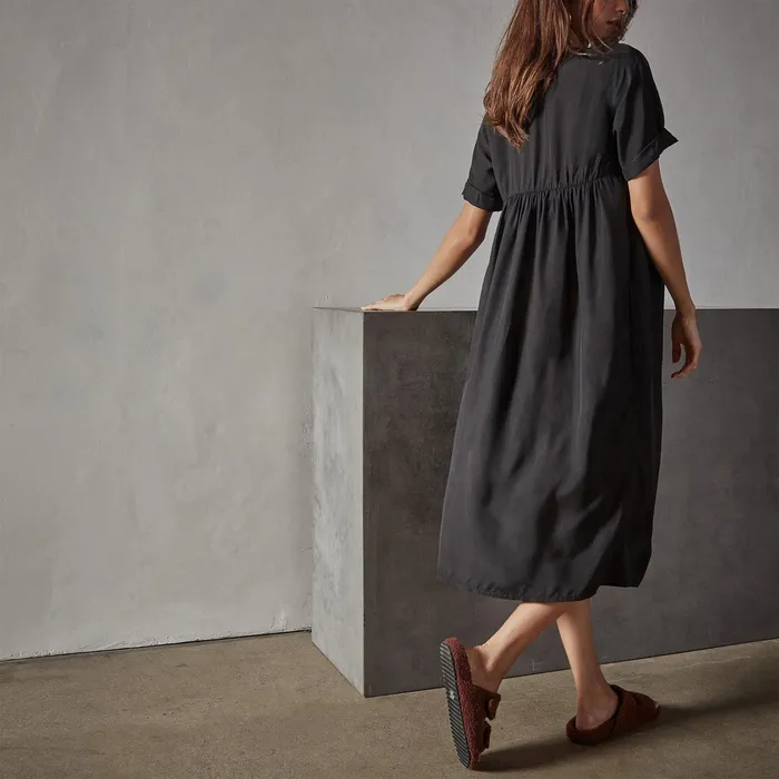 WOMEN James Perse DRESSESJUMPSUITS Saddle Shoulder Open Front Dress Black