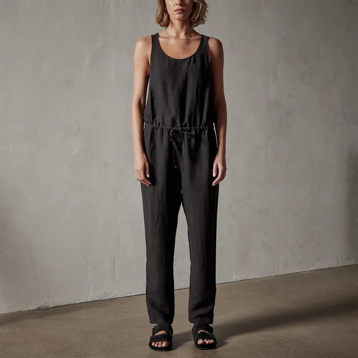 WOMEN James Perse DRESSESJUMPSUITS Sleeveless Linen Blend Jumpsuit Black