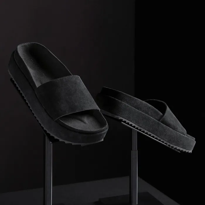 WOMEN James Perse LOS ANGELES COLLECTION Women039s Single Strap Platform Slide Black