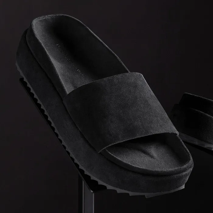 WOMEN James Perse LOS ANGELES COLLECTION Women039s Single Strap Platform Slide Black