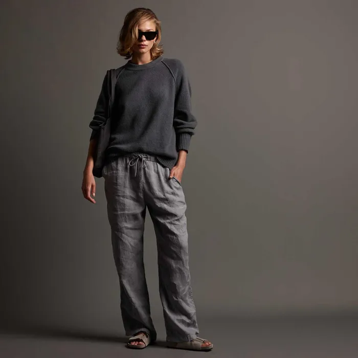 WOMEN James Perse SWEATERS Cotton Cashmere Blend Pullover Flint