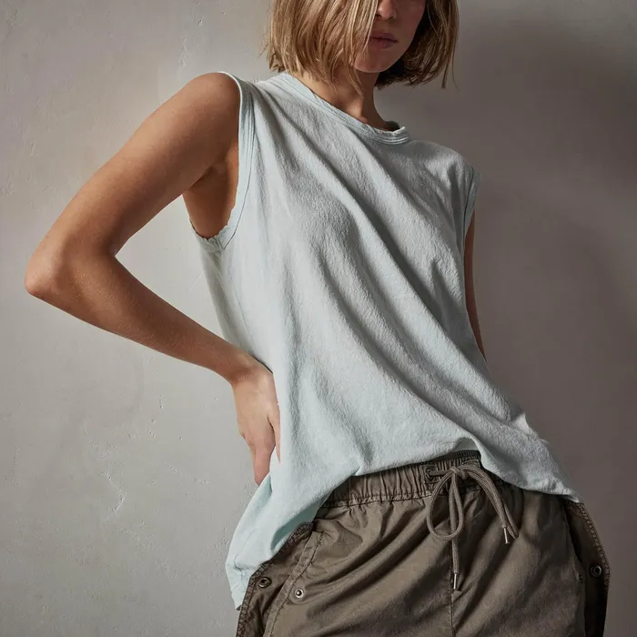 WOMEN James Perse TANKS Crepe Jersey Muscle Crew Ocean Spray