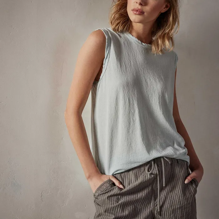 WOMEN James Perse TANKS Crepe Jersey Muscle Crew Ocean Spray