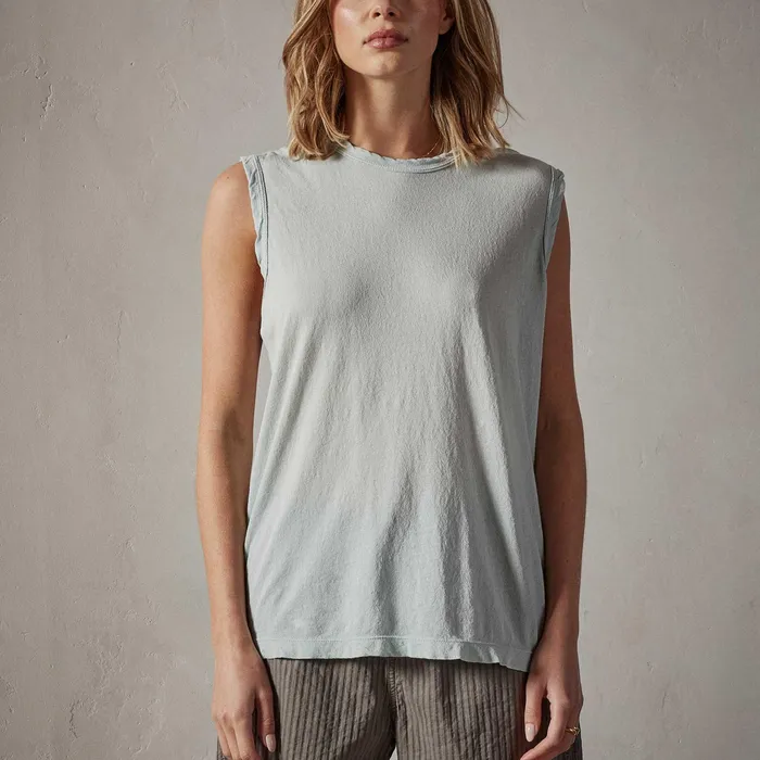 WOMEN James Perse TANKS Crepe Jersey Muscle Crew Ocean Spray