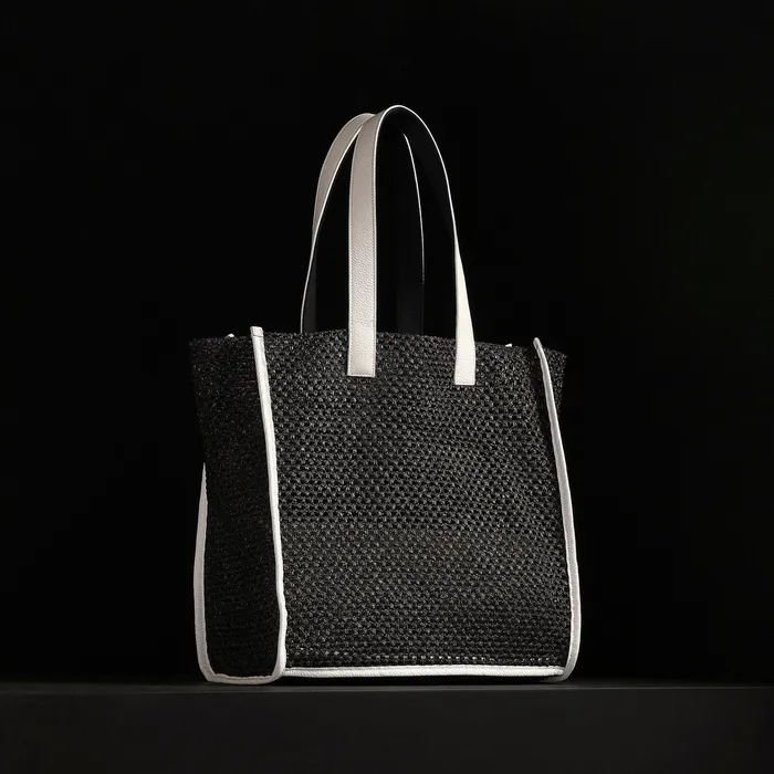 WOMEN James Perse Tote Bags Raffia Tote Black Sea