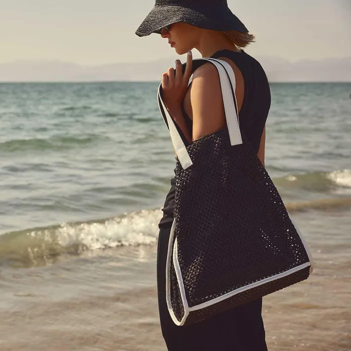 WOMEN James Perse Tote Bags Raffia Tote Black Sea