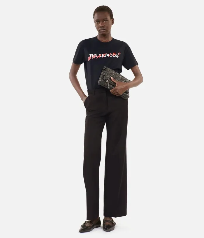 Women Jeans and Pants THE KOOPLES Black Wool Suit Trousers Straight Cut