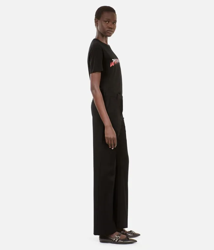 Women Jeans and Pants THE KOOPLES Black Wool Suit Trousers Straight Cut Women Jeans and Pants THE KOOPLES Black Wool Suit Trousers Straight Cut