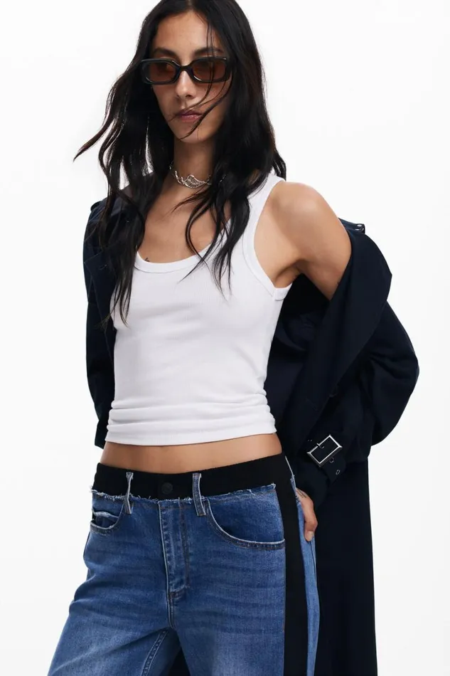 Women Jeans Desigual Combined Denim Pants