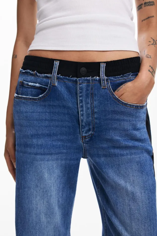 Women Jeans Desigual Combined Denim Pants
