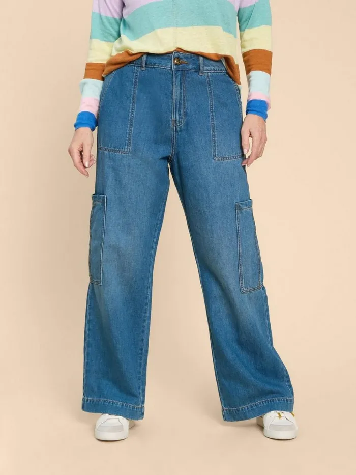 Women JEANS White Stuff Demi Cargo Jean Light Denim