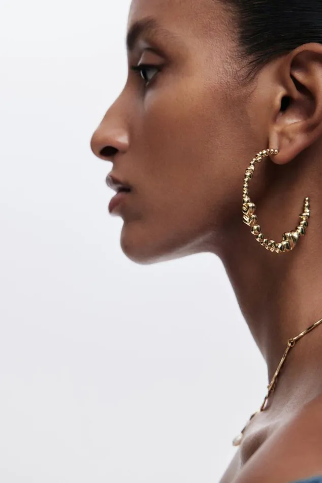 Women Jewellery Desigual Zalio Goldplated Heart Hoop Earrings