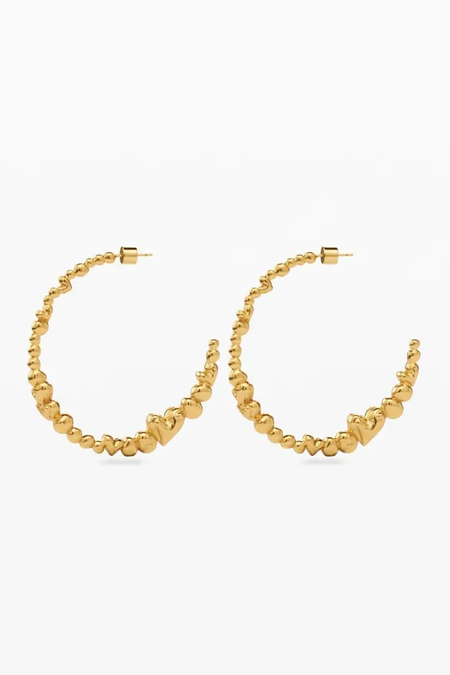 Women Jewellery Desigual Zalio Goldplated Heart Hoop Earrings