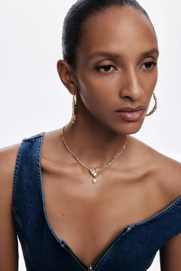 Women Jewellery Desigual Zalio Goldplated Heart Hoop Earrings