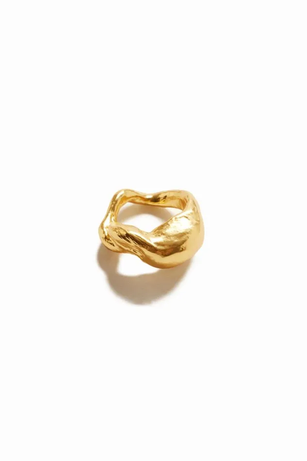 Women Jewellery Desigual Zalio Gold Plated Organic Shape Ring