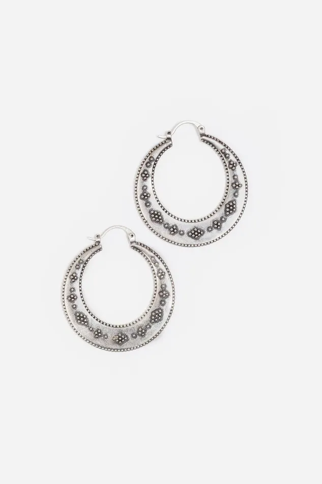 Women Jewelry Johnny Was BYZANTINE HOOP EARRINGS Silver