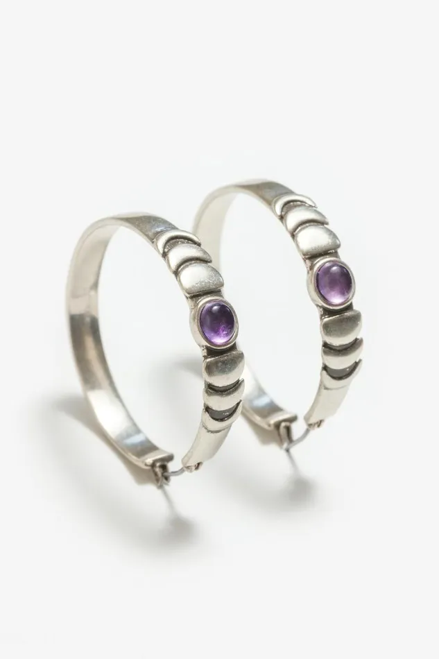 Women Jewelry Johnny Was MOON PHASE SINGLE HOOP EARRINGS Silver