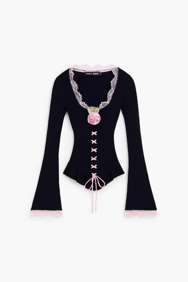 Women Jumpers Desigual Royal Sweater By Mara Escot