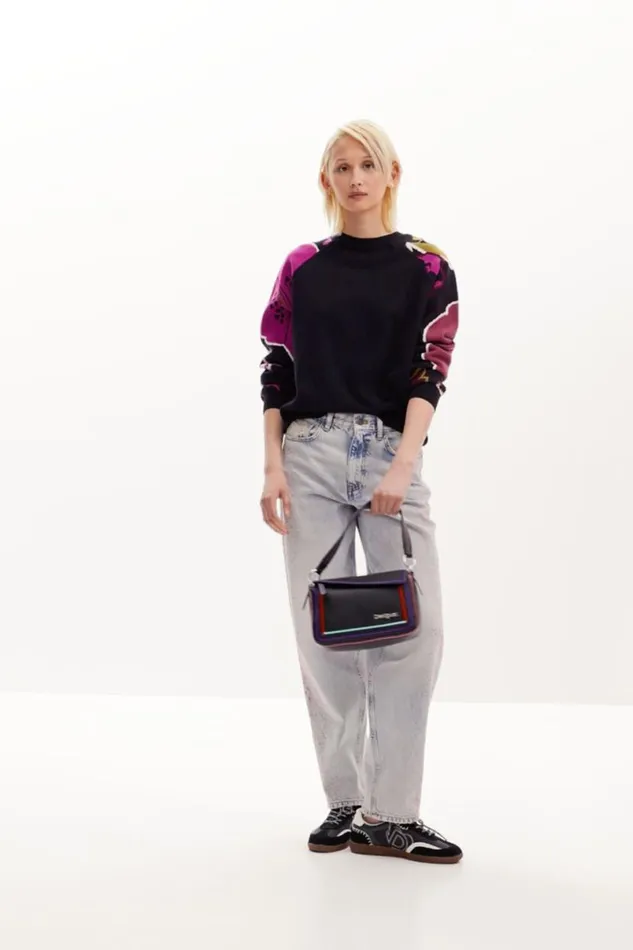 Women Jumpers Desigual Sweater With Floral Sleeves